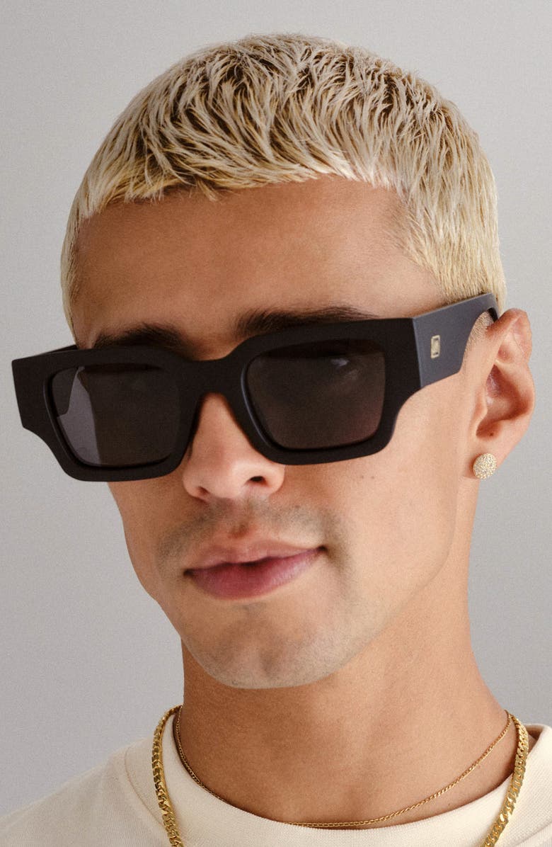 Le Specs Atlantis 50mm Polarized Rectangular Sunglasses, Alternate, color, Matte Black