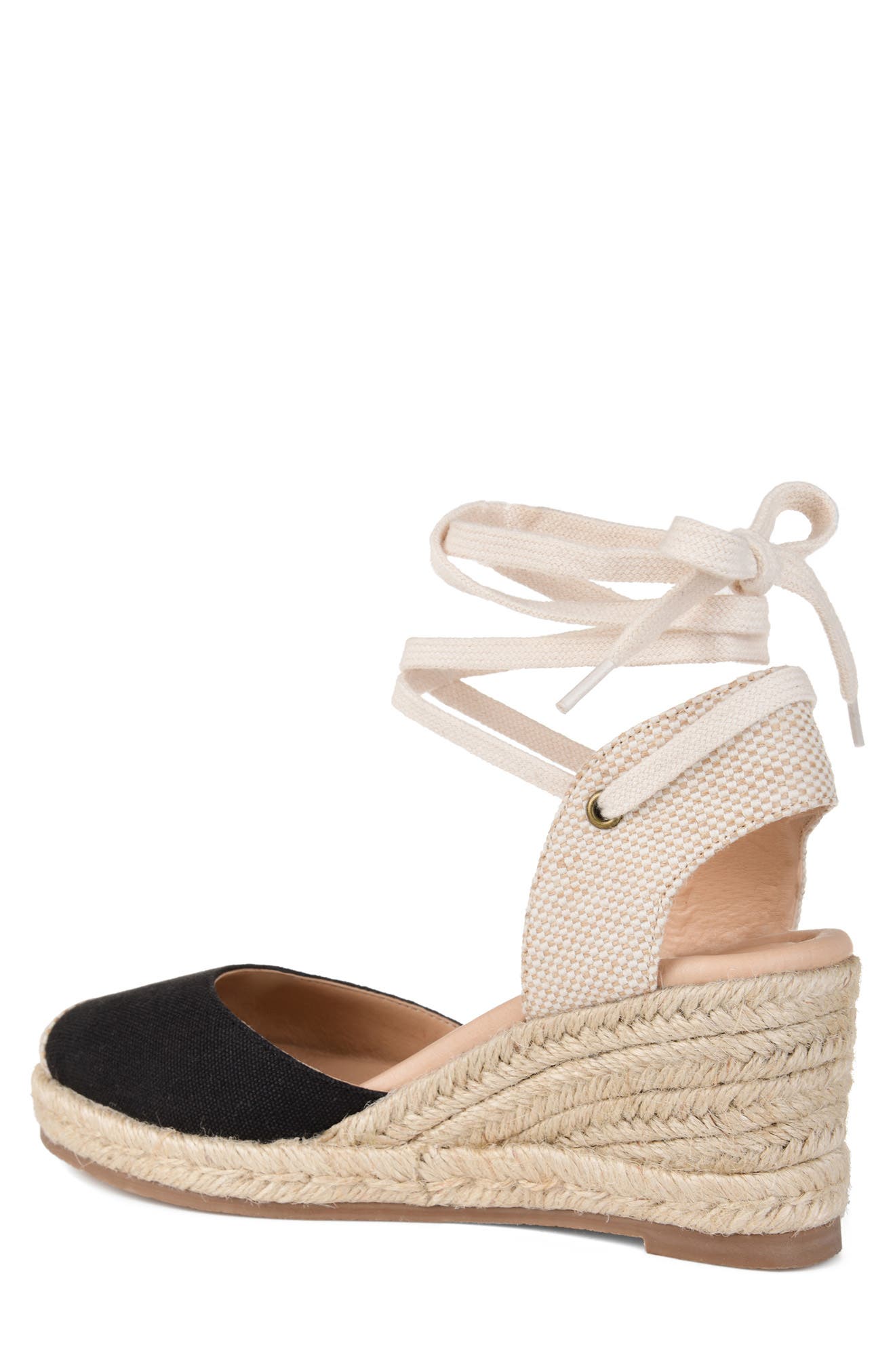 Journee Collection Monte Espadrille Ankle Strap Wedge Sandal, Alternate, color, Black