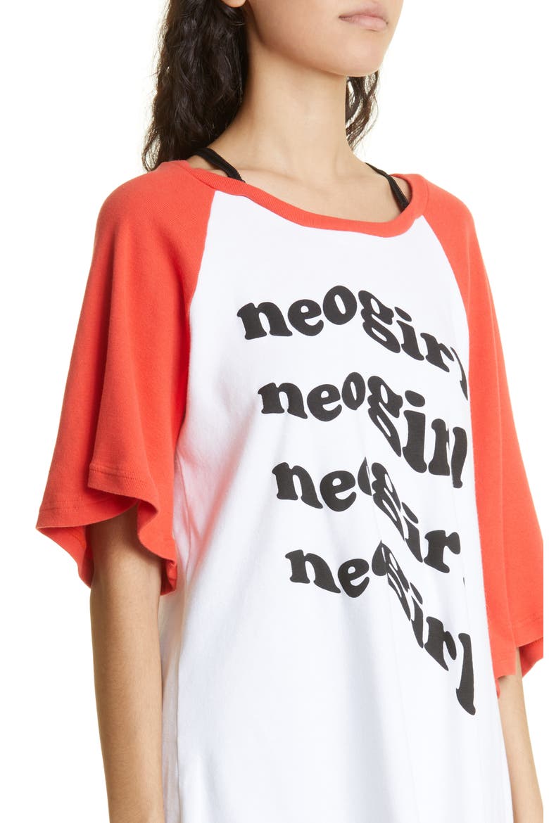 Neogirl Asymmetric Cotton Graphic Tee, Alternate, color, ORANGE