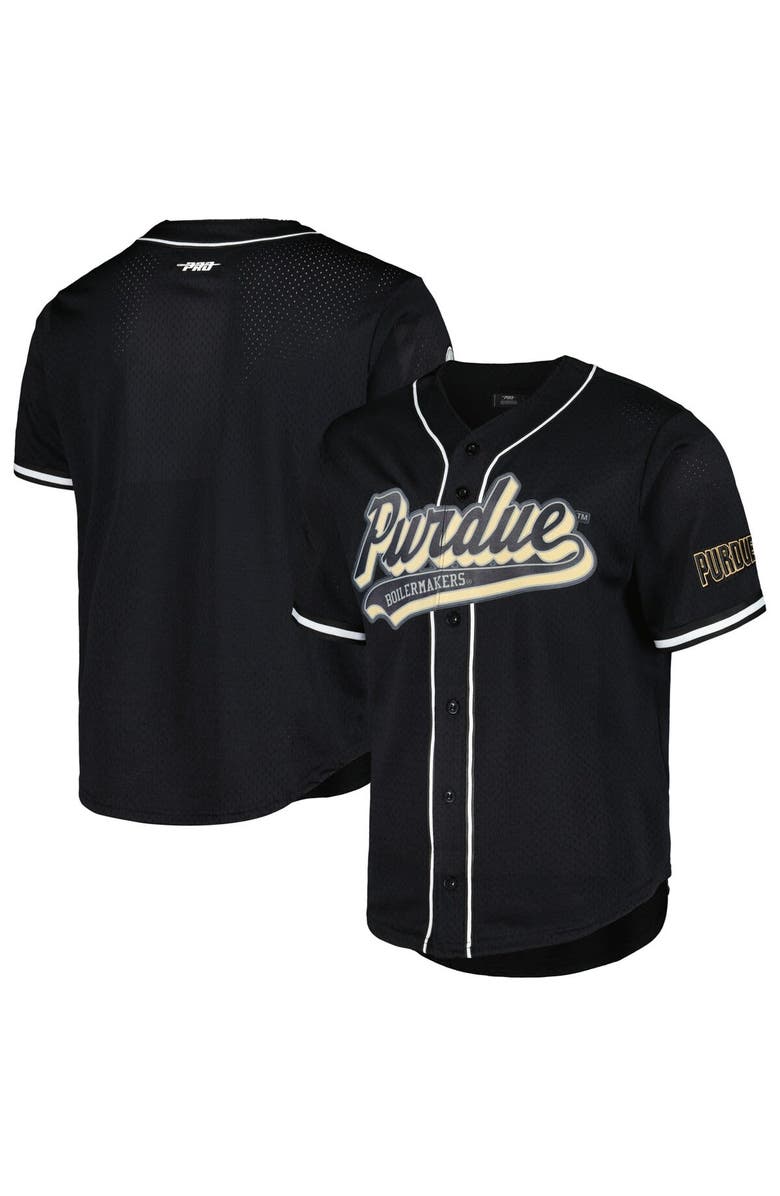 PRO STANDARD Men's Pro Standard Black Purdue Boilermakers Mesh Full-Button Replica Baseball Jersey, Main, color, 
