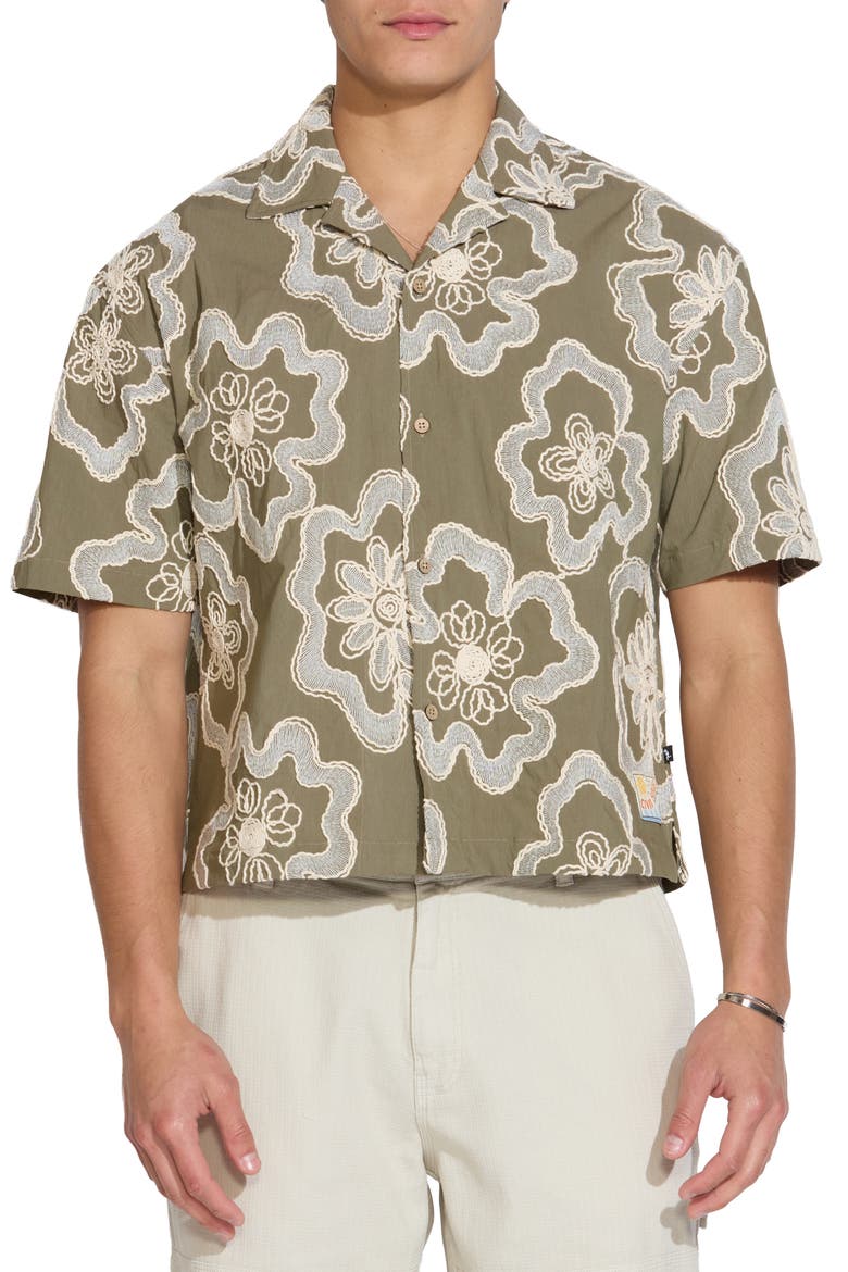 Yarn Embroidered Resort Shirt, Main, color, OLIVE