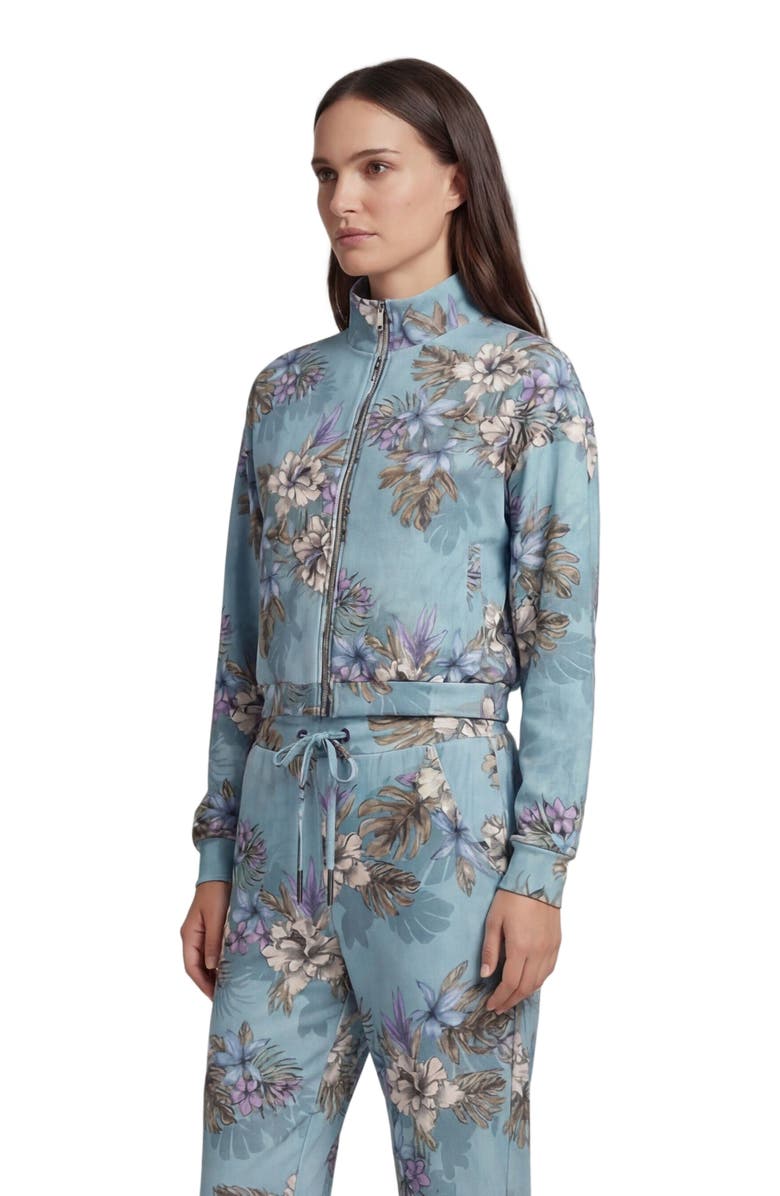 Lords of Harlech Exotic Floral Womens Cropped Zip Jacket, Alternate, color, Exotic Floral Teal