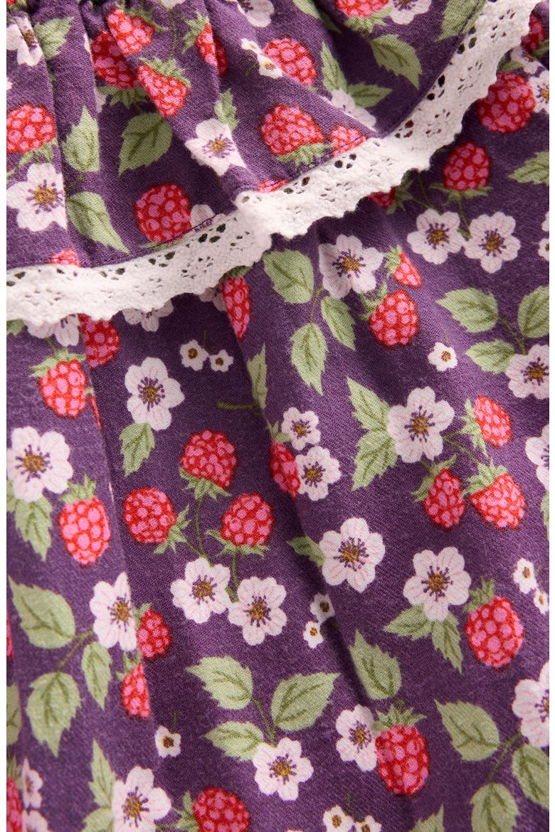 Kids' Berry Print Long Sleeve Cotton Ruffle Collar Dress, Alternate, color, PURPLE VINTAGE BERRY