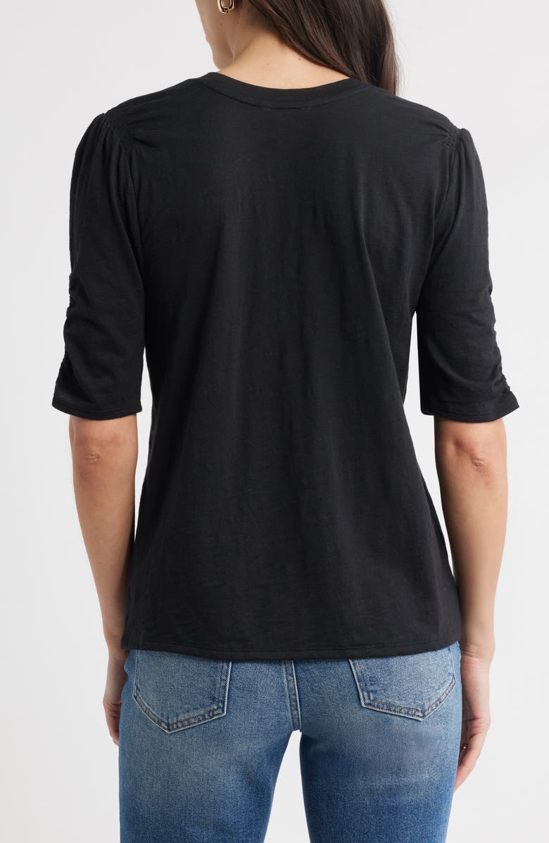 Caslon<sup>®</sup> Puff Sleeve Cotton Blend T-Shirt, Alternate, color, Black