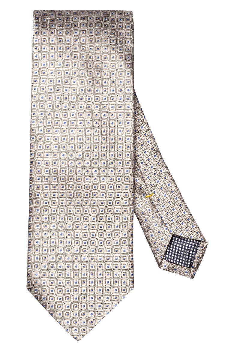 Geometric Silk Jacquard Tie, Main, color, LIGHT GREY