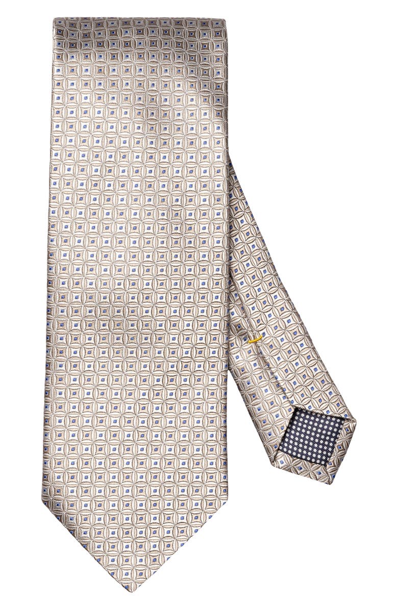 Eton Geometric Silk Jacquard Tie, Main, color, Light Grey
