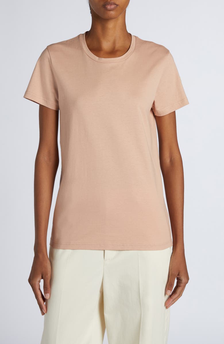 Moncler Logo Patch Cotton Jersey T-Shirt, Main, color, Pink