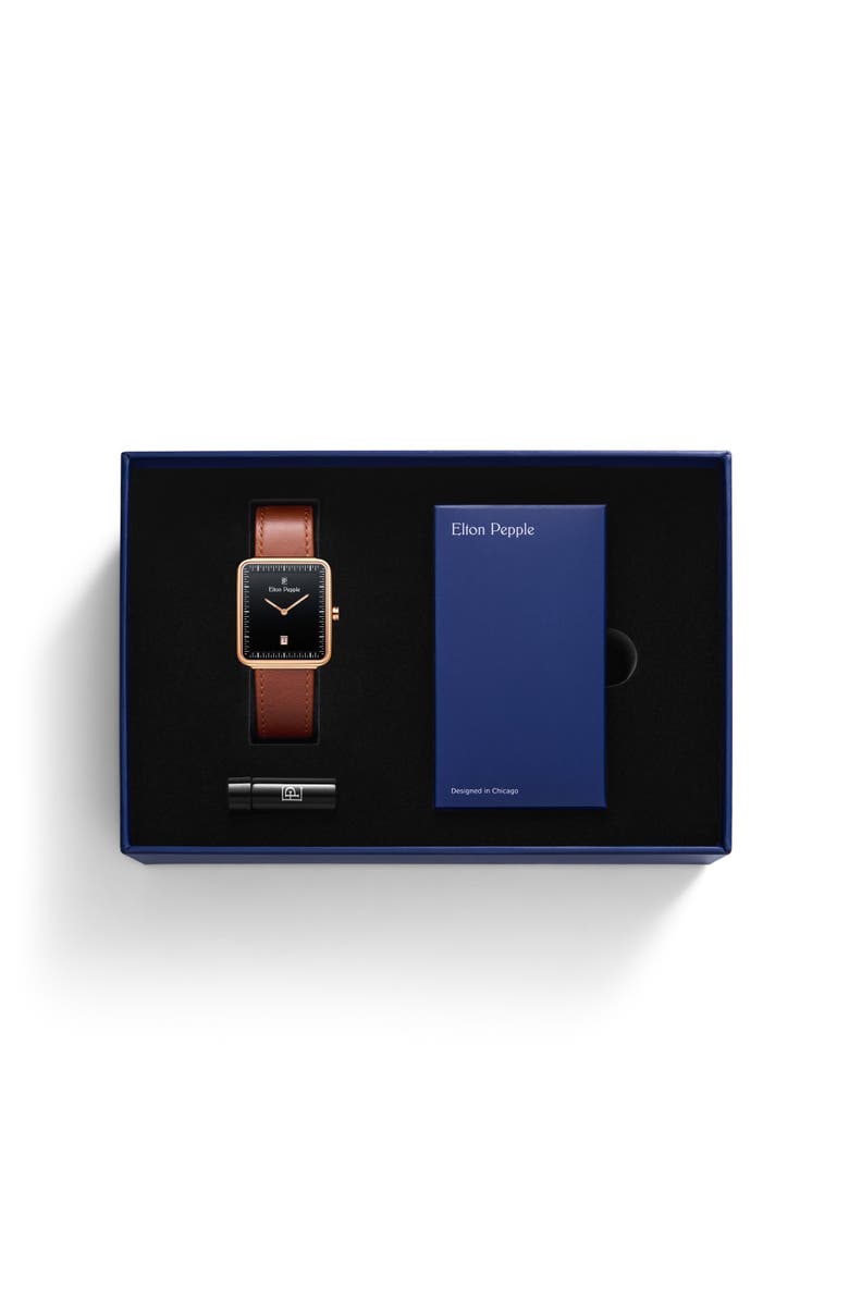 Elton Pepple Men's Modern Montclare - Edgewater, 38mm, Alternate, color, Black/Brown/Rose Gold