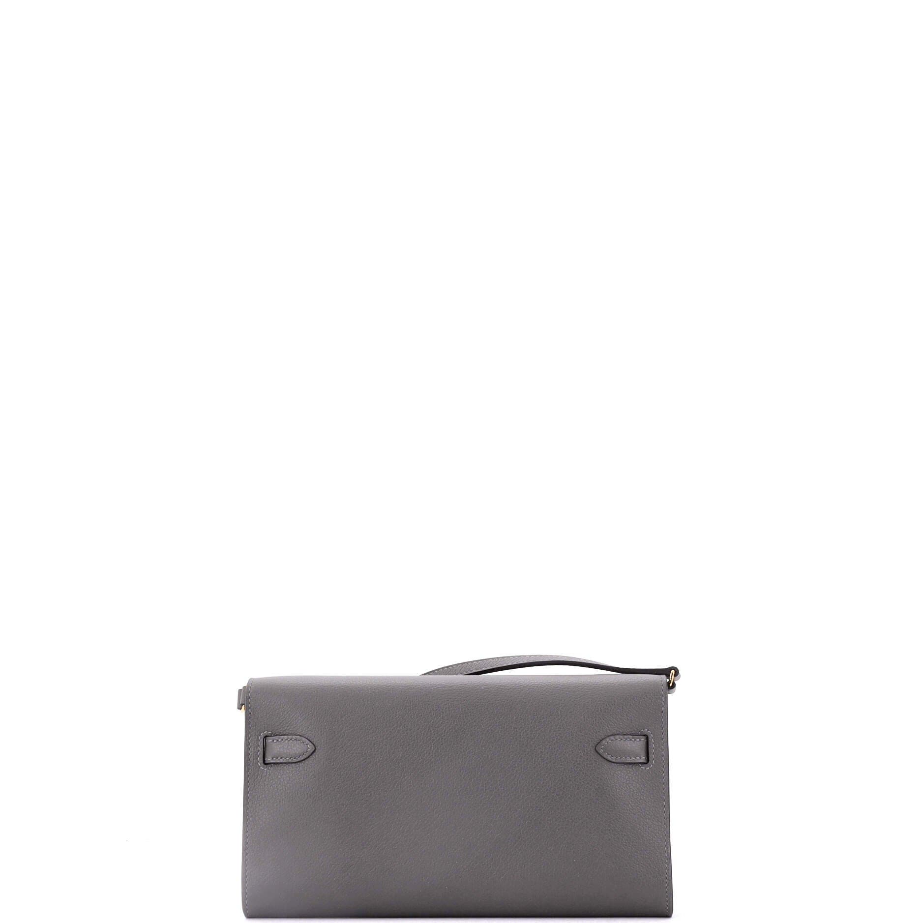 Pre-Owned Hermes Kelly To Go Wallet Evercolor, Alternate, color, Gris Meyer