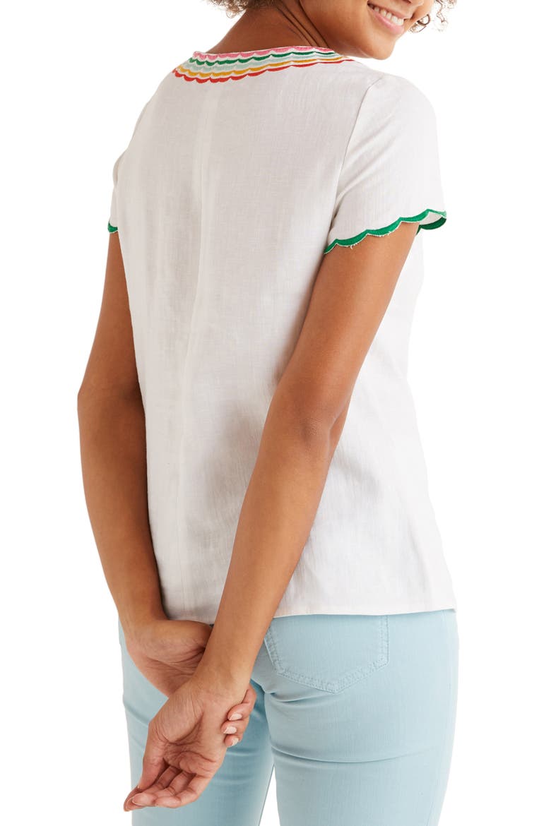 Laura Embroidered Linen Top, Alternate, color, IVORY