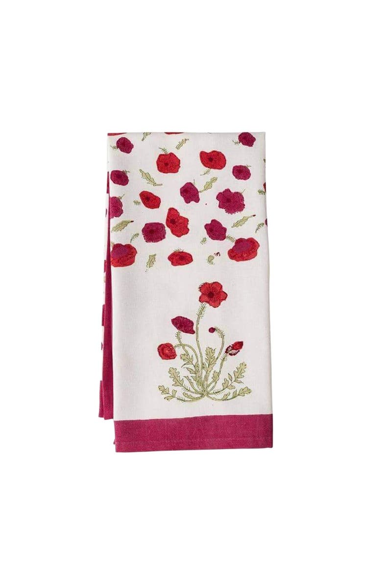 Poppies Tea Towels, Main, color, Red/Green 20" x 30"