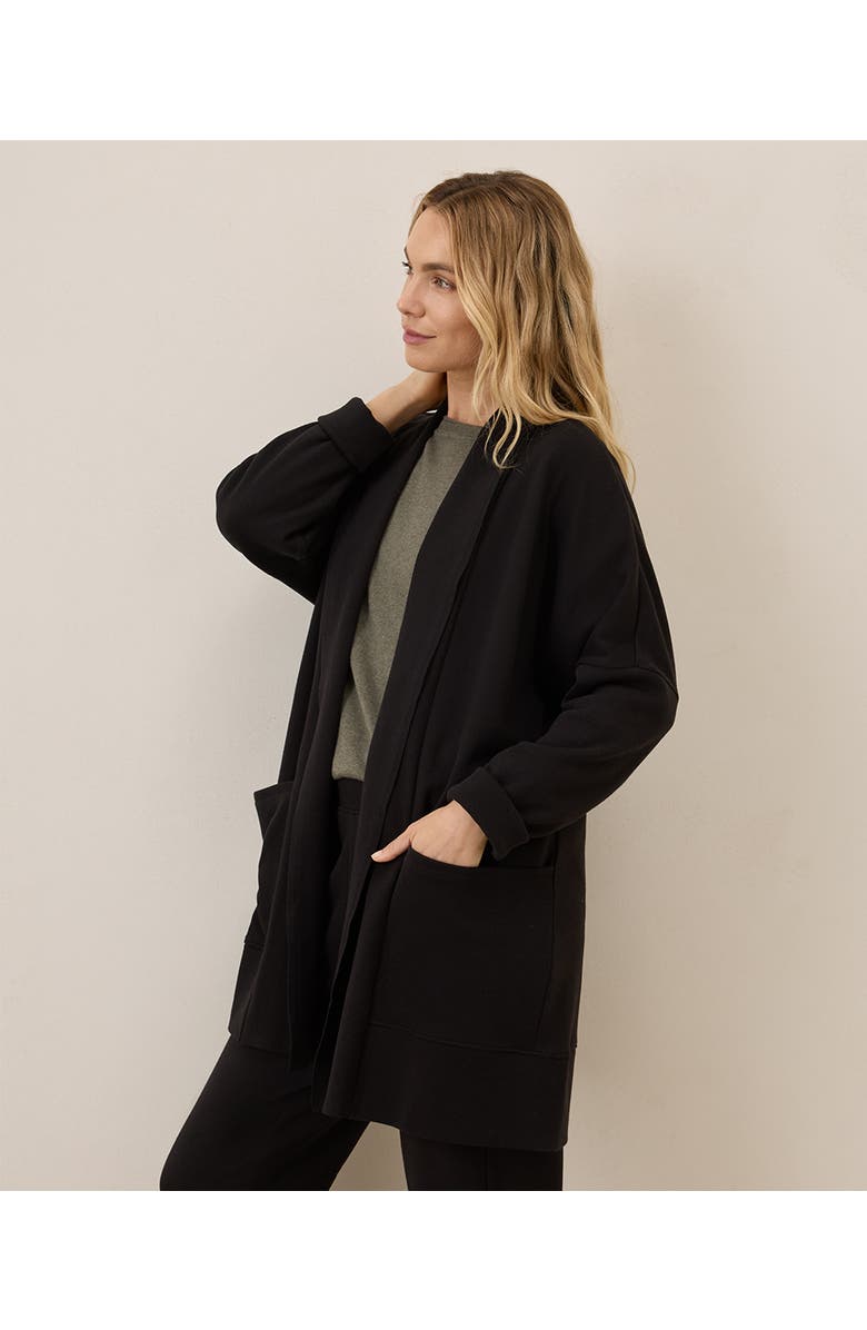 Pact Organic Cotton Airplane Wrap Cardigan, Alternate, color, Black