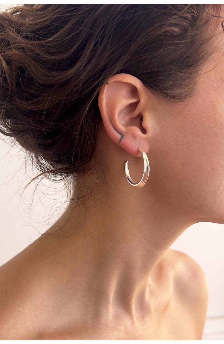Astor & Orion Crescent Hoops, Alternate, color, Silver