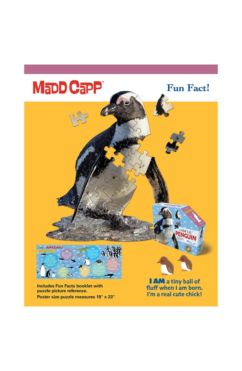Madd Capp I Am Lil Penguin 48 Piece Arctic Animal Shaped Jigsaw Puzzle, Alternate, color, Multicolored