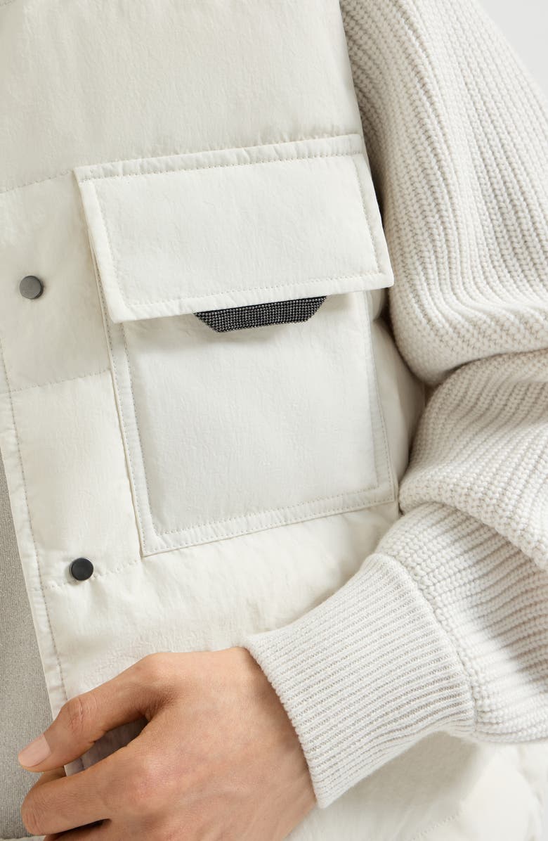Brunello Cucinelli Knit down coat, Alternate, color, Ivory