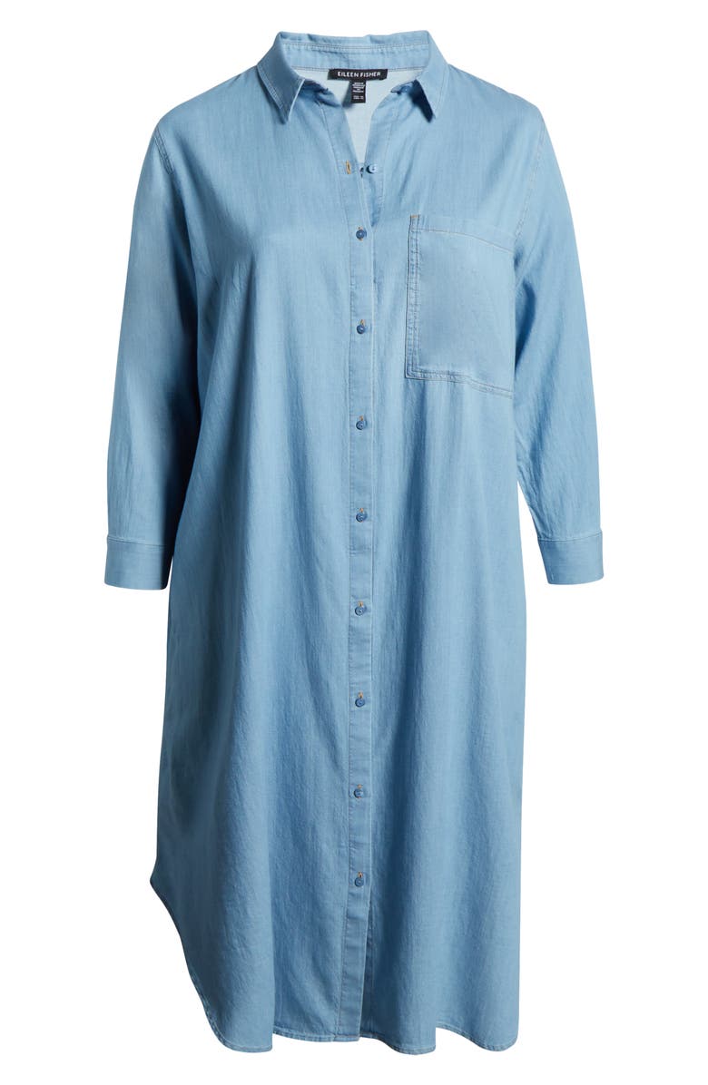 Eileen Fisher Classic Long Sleeve Airy Organic Cotton Twill Shirtdress, Alternate, color,