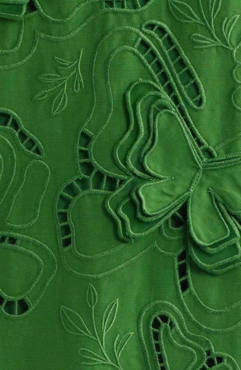 Elie Tahari The Isabella Embroidered Sleeveless Dress, Alternate, color, Paradise Green