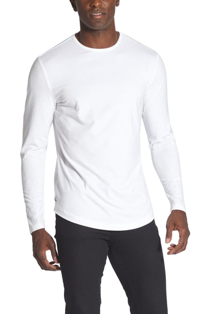 Cuts AO Curved Hem Long Sleeve T-Shirt, Main, color, White