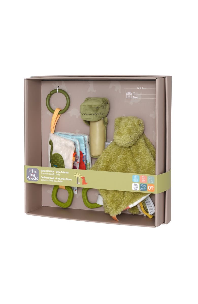 Little Big Friends Dino Baby Gift Box Set - Comforter, Rattle & Soft Book, Alternate, color, Dino