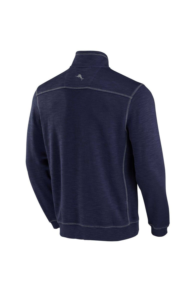 Men's Tommy Bahama Navy New England Patriots Tobago Bay Tri-Blend Half-Zip Jacket, Alternate, color, Navy