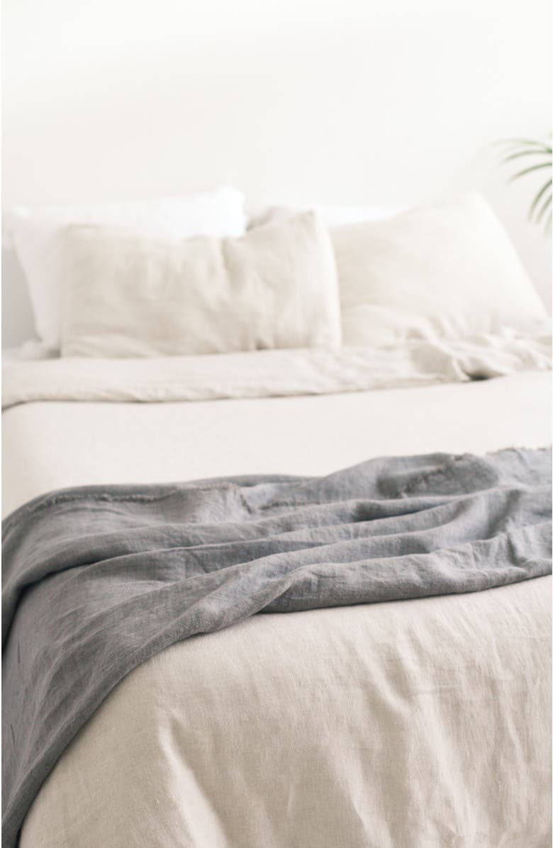 Creative Women Stone Washed Linen Throw, Alternate, color, Grey