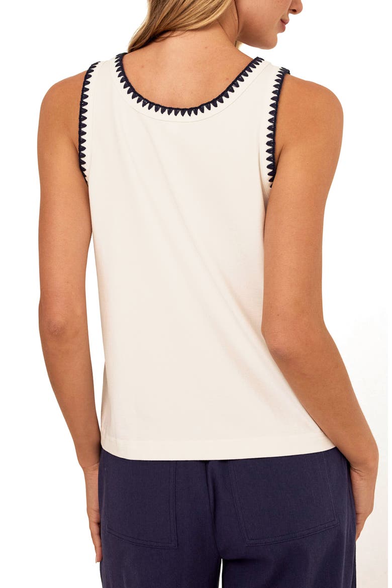 Genevieve Contrast Trim Tank, Alternate, color, WHITE