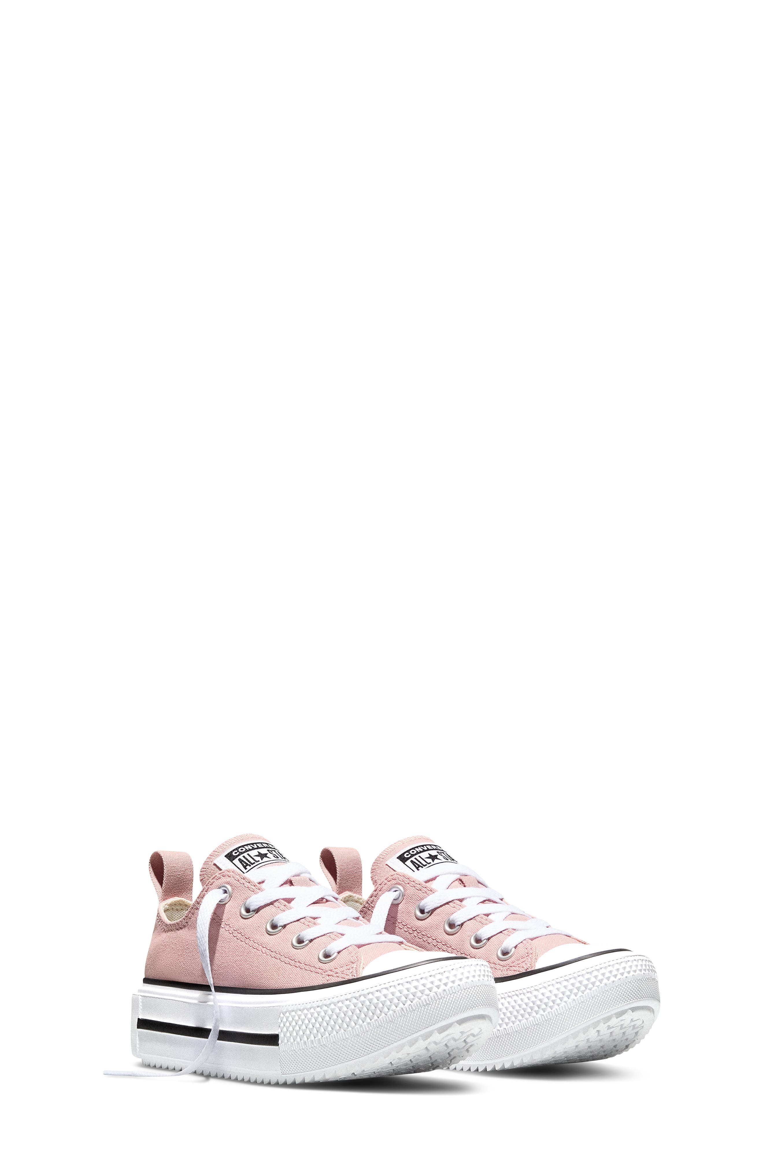 Kids' Chuck Taylor All Star Lift Double Stack Low Top Platform Sneaker, Alternate, color, PETAL PIT/ WHITE/ BLACK