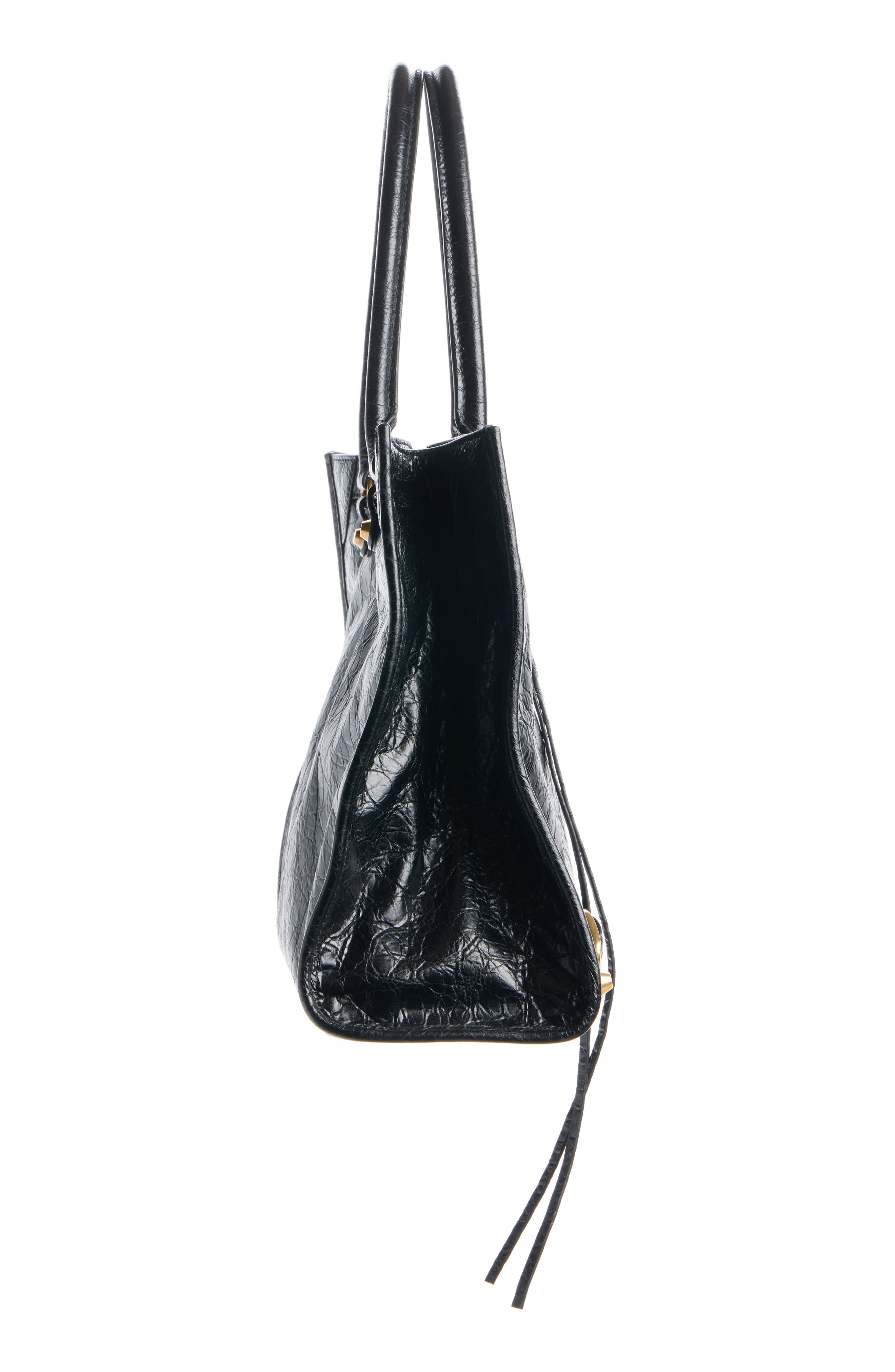 Balenciaga Small Le City Crinkled Leather Tote, Alternate, color, 1000 Black