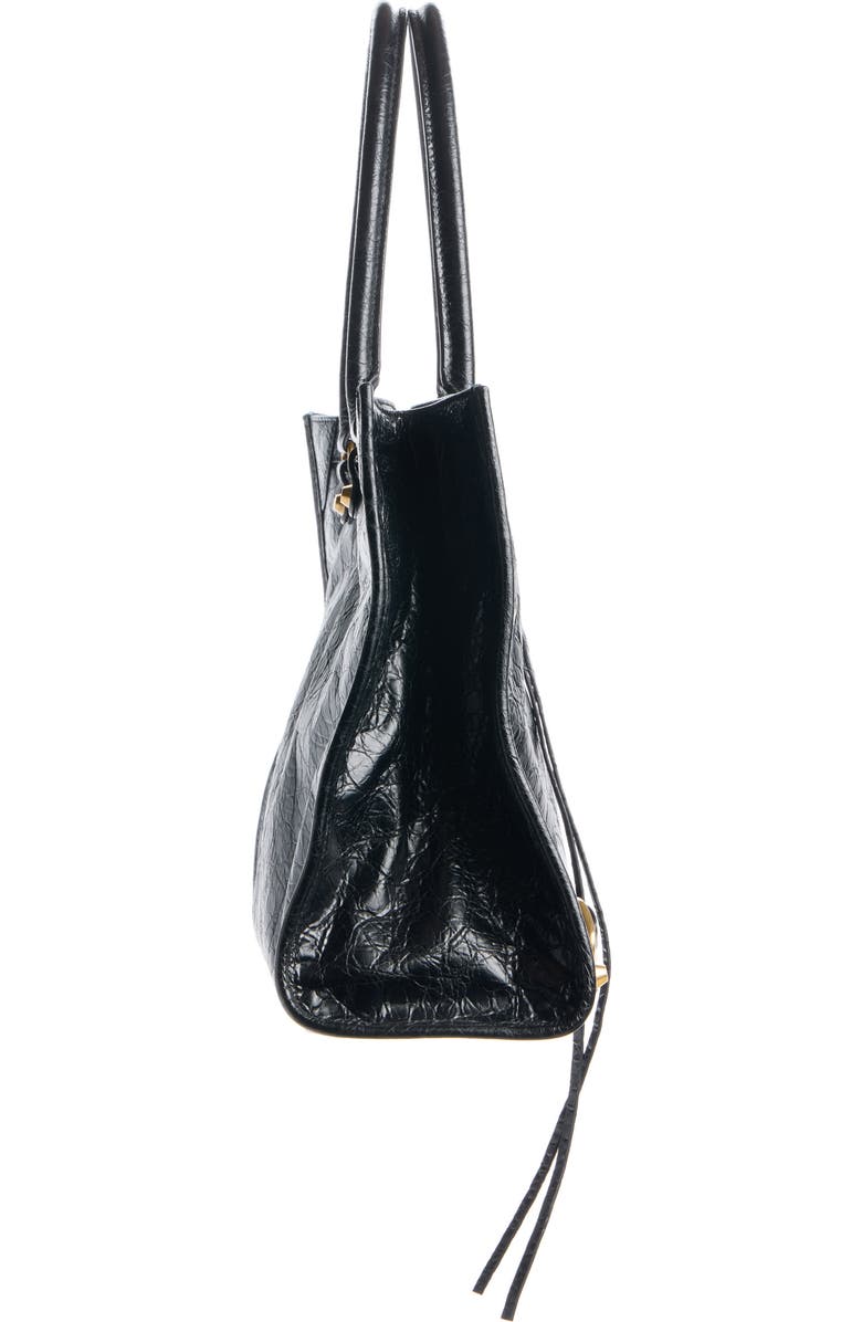 Balenciaga Small Le City Crinkled Leather Tote, Alternate, color, 1000 Black