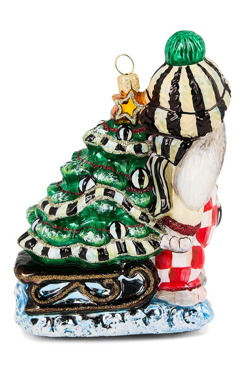 Check it Out Christmas Hare Glass Ornament, Alternate, color, GREEN