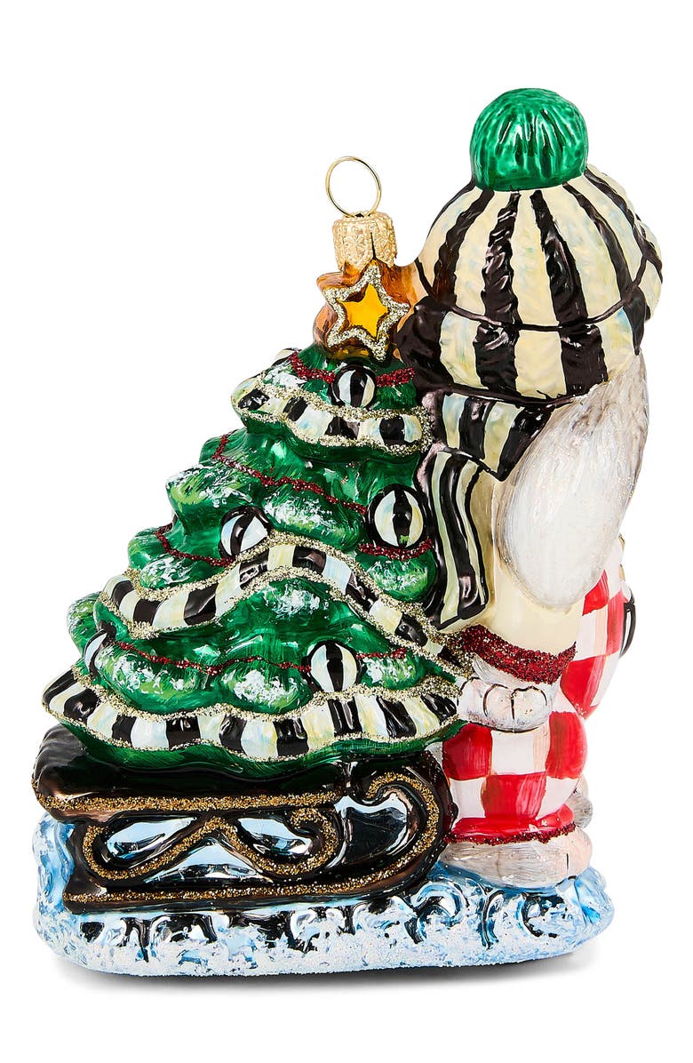 MACKENZIE CHILDS Check it Out Christmas Hare Glass Ornament, Alternate, color, Green