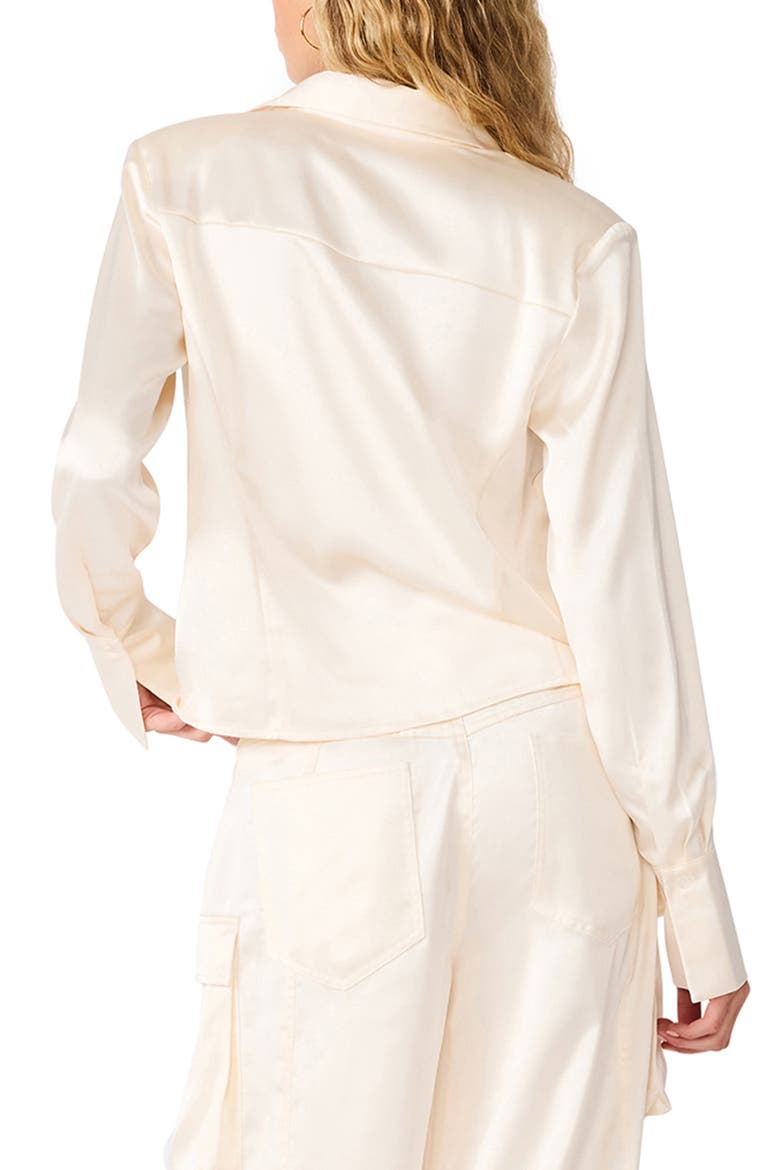 Mare Satin Button-Up Top, Alternate, color, CREAM