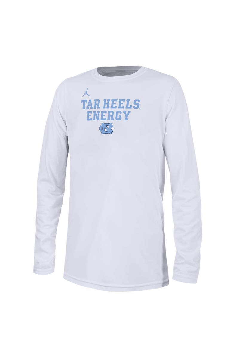 Jordan Brand Youth Jordan Brand  White North Carolina Tar Heels 2024 On-Court Bench Energy T-Shirt, Alternate, color, 