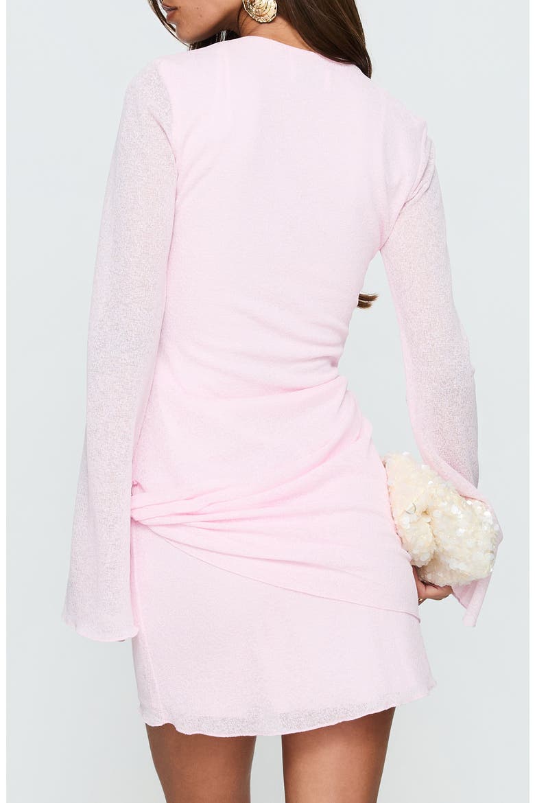 Joya Plunge Long Sleeve Minidress, Alternate, color, PINK