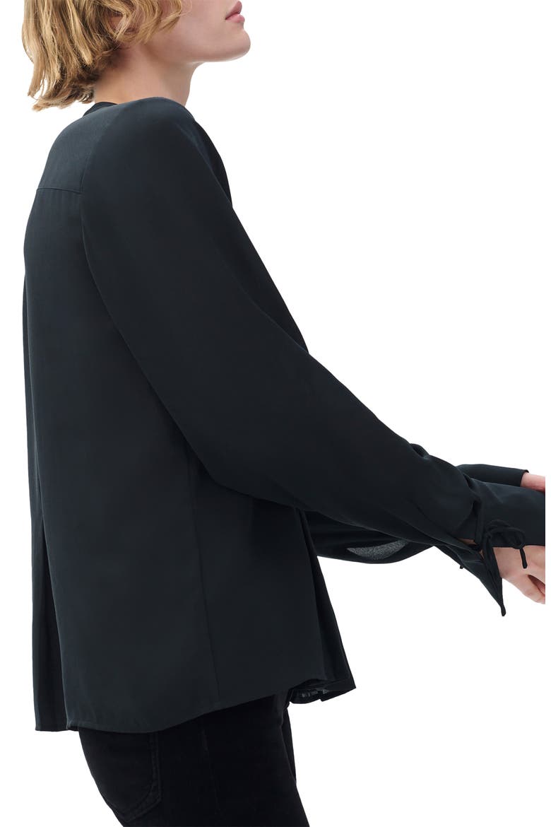 Adren Pleated Button-Up Shirt, Alternate, color, BLACK