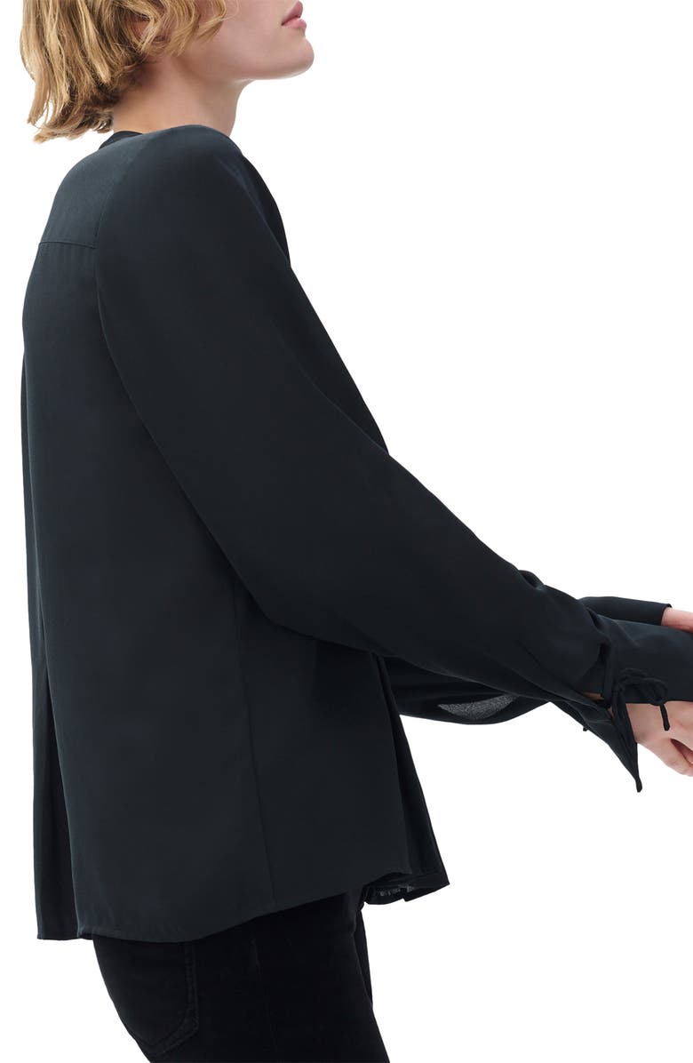 rag & bone Adren Pleated Button-Up Shirt, Alternate, color, Black