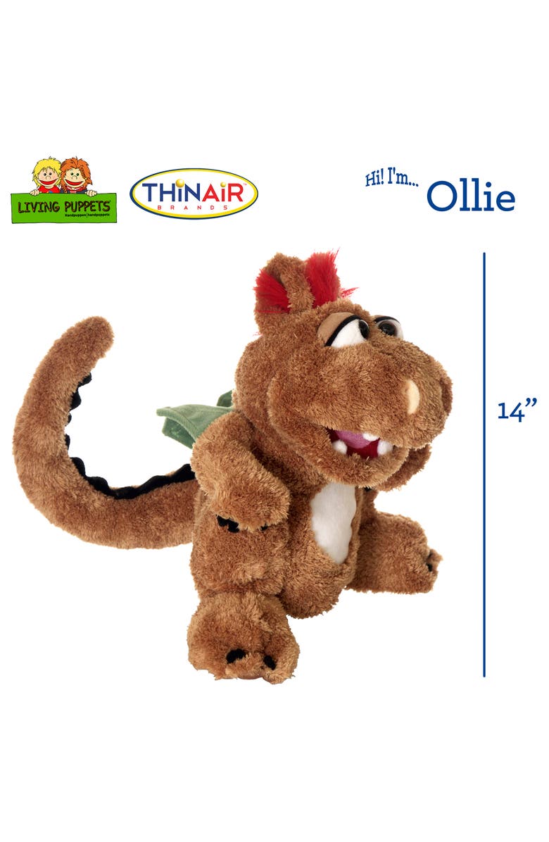 Living Puppets Ollie The Brown Dragon 14" Plush Hand Puppet, Alternate, color, Brown