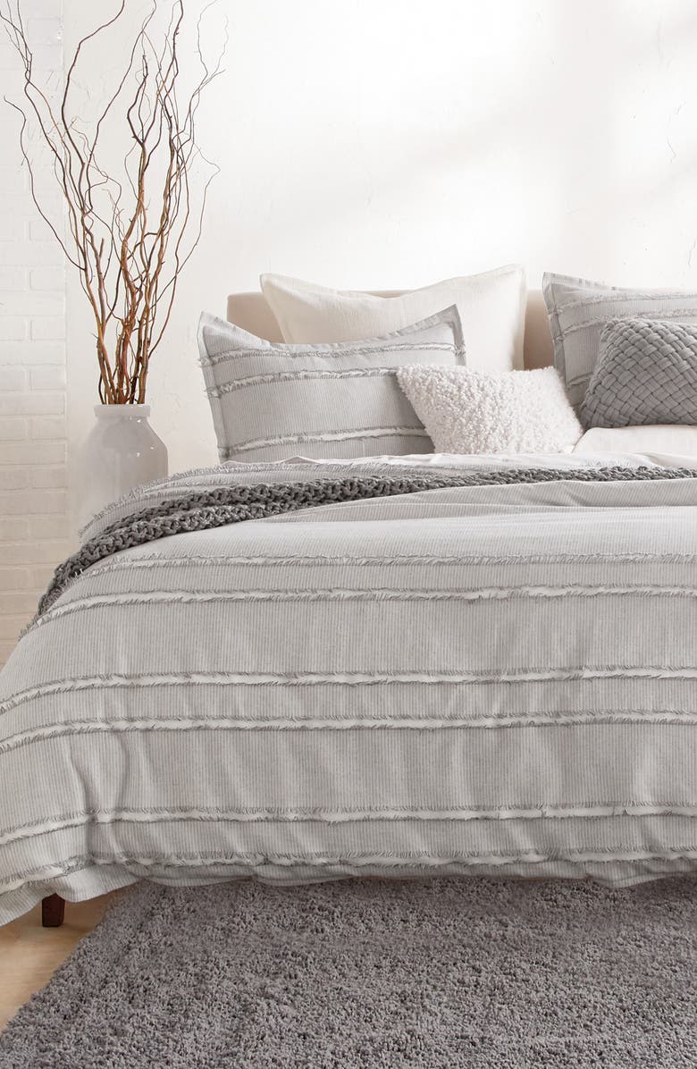 DKNY Fringe Stripe Duvet Cover & Sham Set, Main, color,
