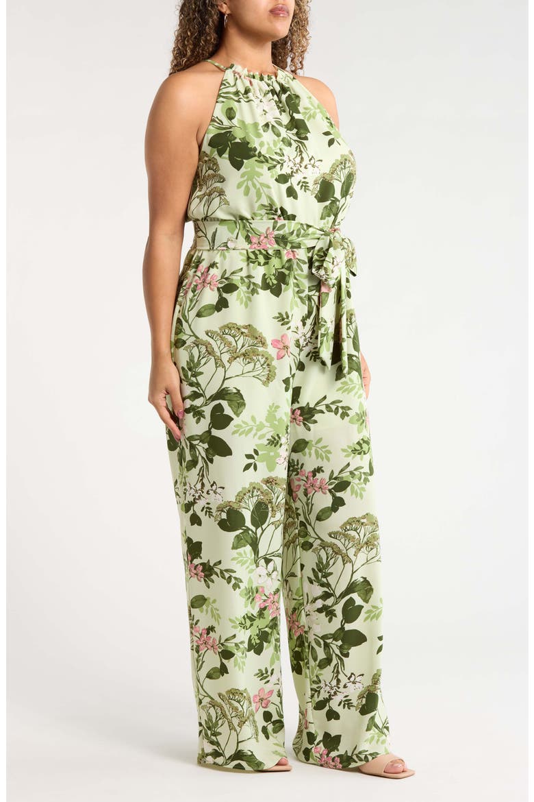 Zane Floral Lighthearted Trapeze Jumpsuit, Alternate, color, GREEN-PINK-MULTI