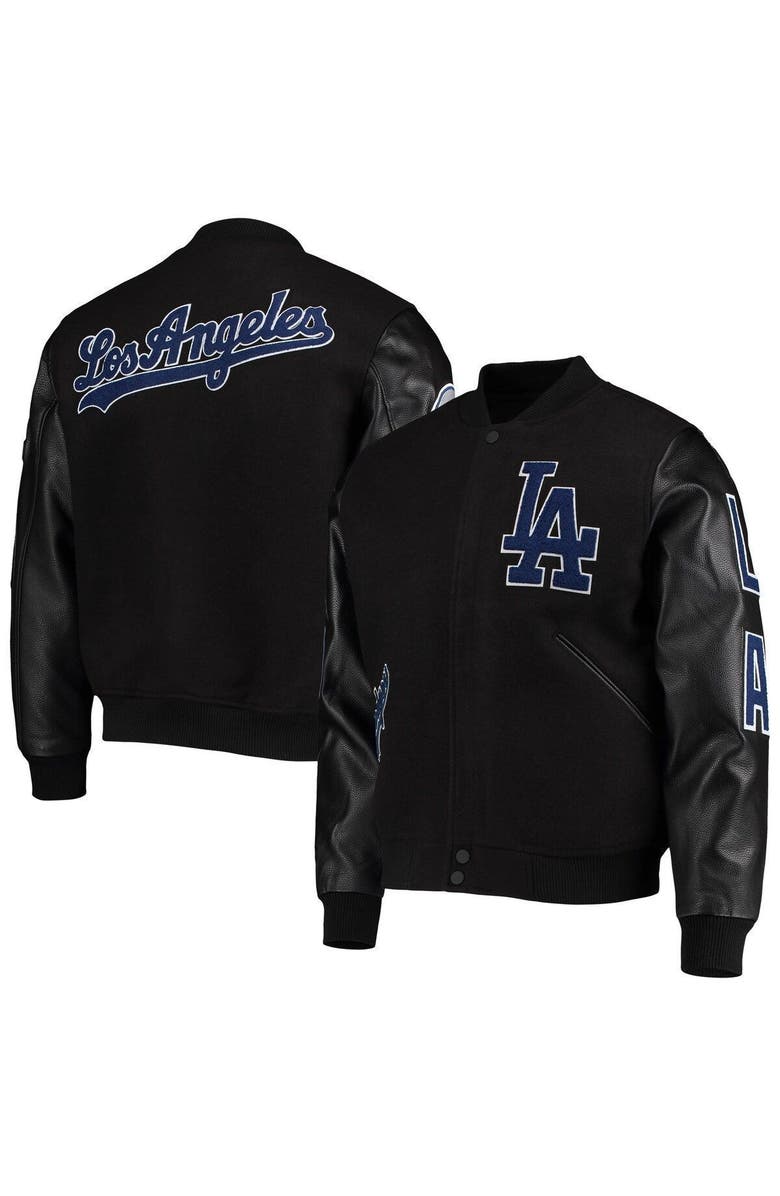 PRO STANDARD Men's Pro Standard Black Los Angeles Dodgers Varsity Logo Full-Zip Jacket, Main, color,