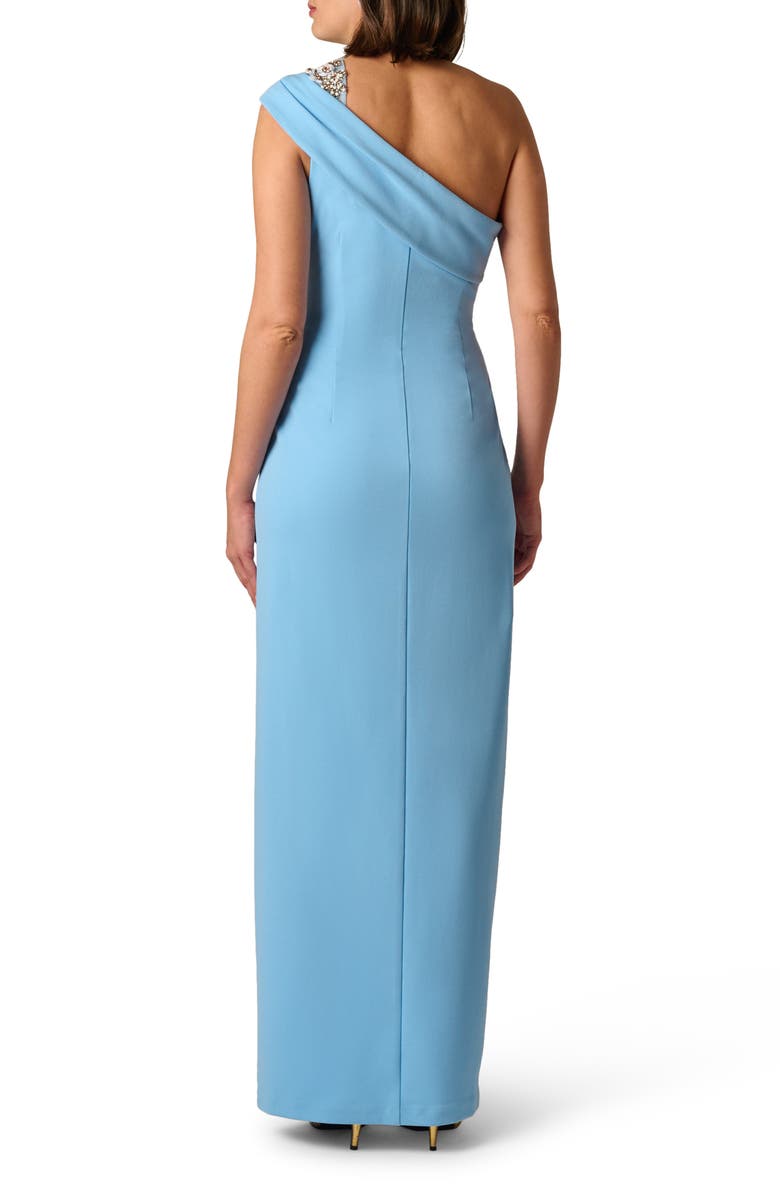 Adrianna Papell One-Shoulder Crepe Gown, Alternate, color, Waterfall