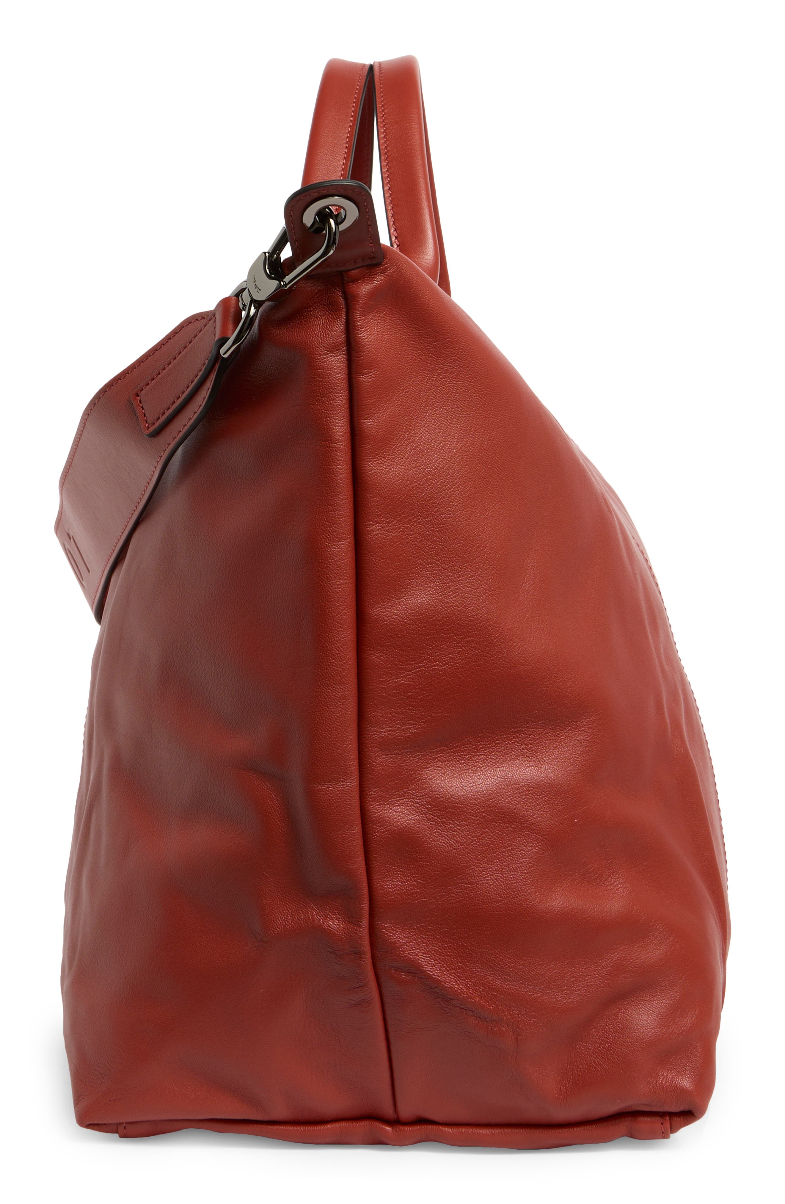 Longchamp Le Pliage Leather Travel Bag, Alternate, color, Sienna