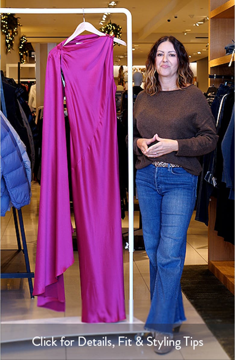 Ropley Drape Bias Cut Satin Maxi Cocktail Dress, sales video thumbnail