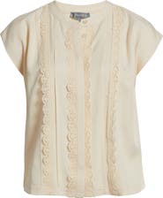 Wit & Wisdom Embellished Cap Sleeve Button-Up Shirt