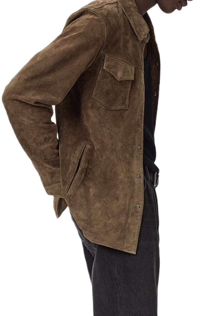 AllSaints Sully Suede Shirt Jacket, Alternate, color, Baker Brown