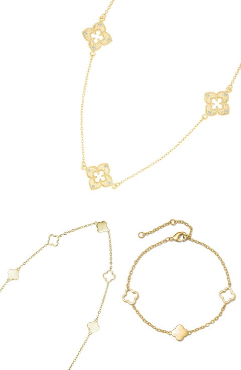3-Piece Clover Necklace & Bracelet Set