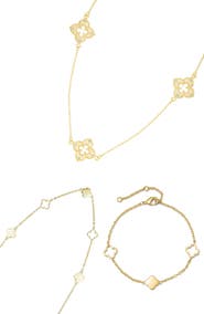 Adornia 3-Piece Clover Necklace & Bracelet Set