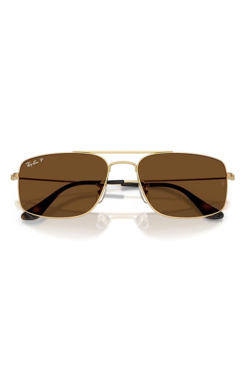 Ray-Ban 59mm Explorer 3 Polarized Square Sunglasses, Alternate, color, Arista / Polar Brown