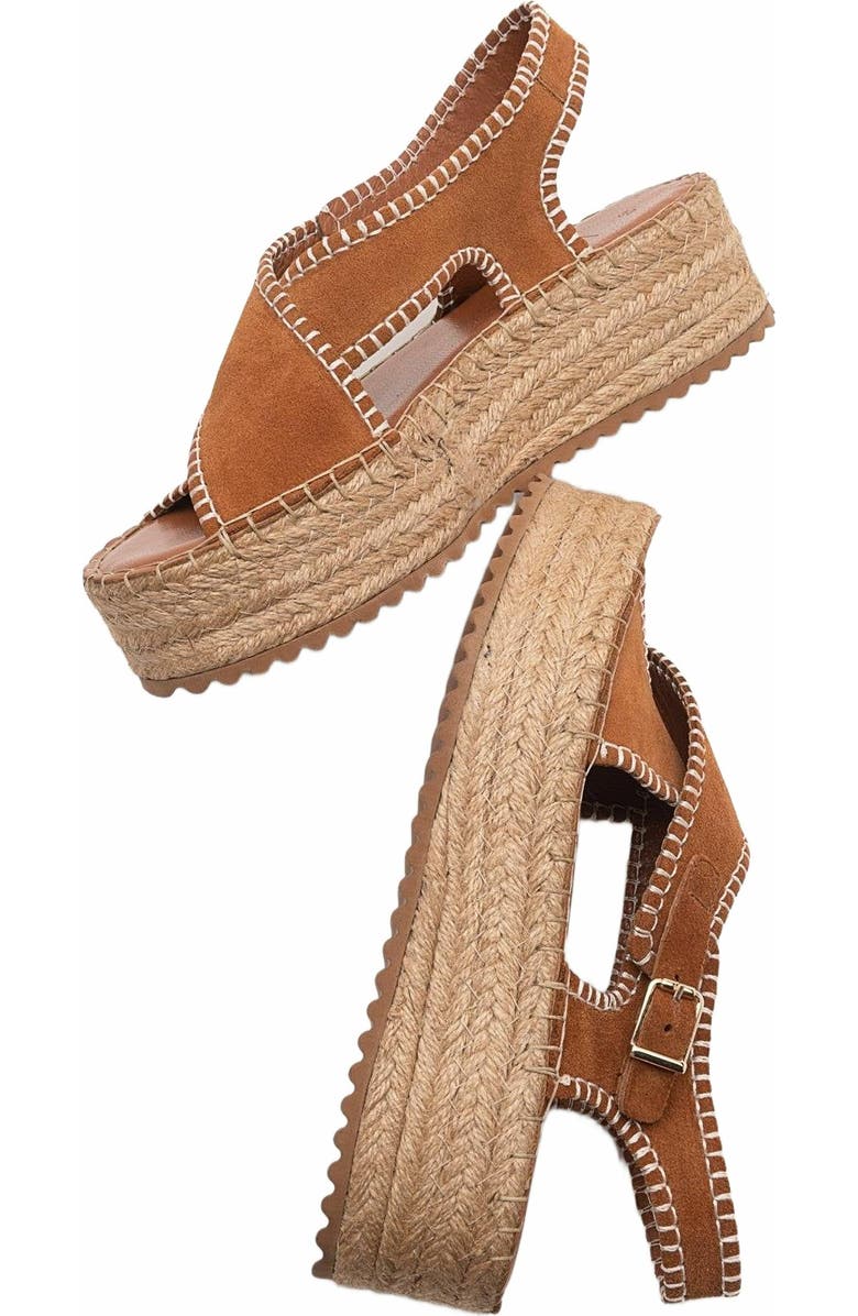 Forever & Always Shoes Bellezza Leather Platform Sandal, Alternate, color, Cognac Brown Suede Leather