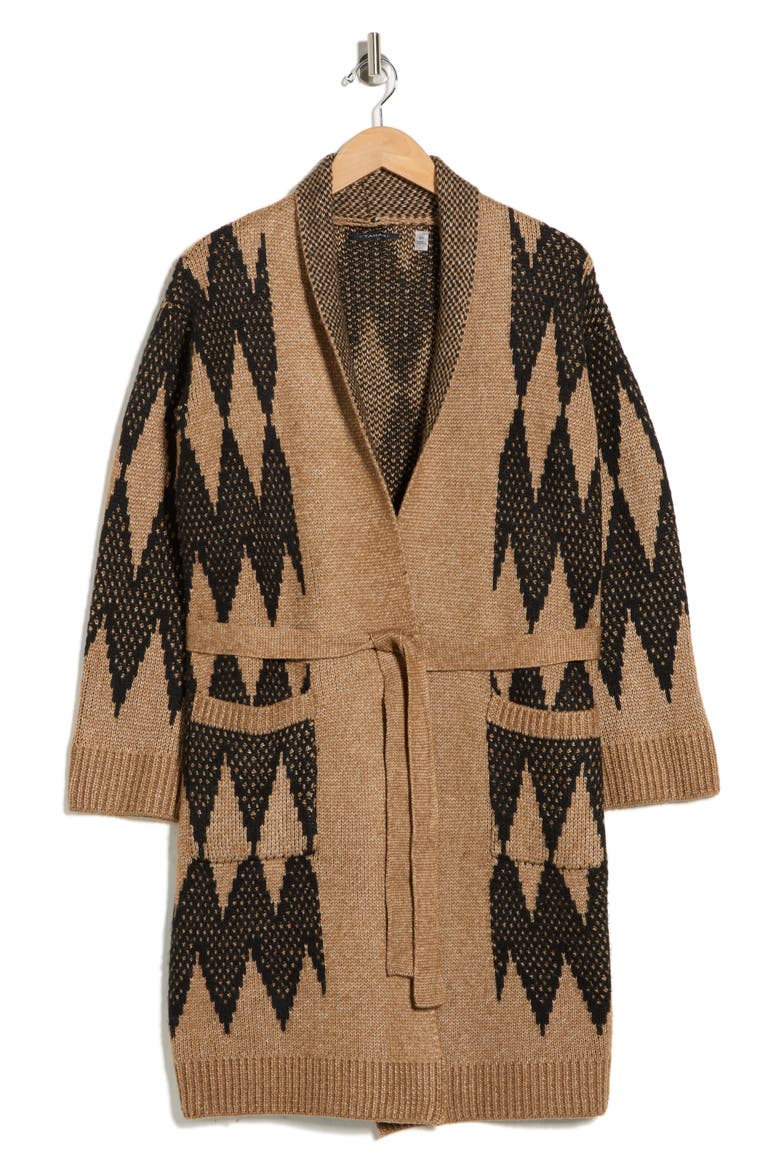 Long Sleeve Pattern Sweater, Alternate, color, SHERWOOD BEIGE/ BLACK